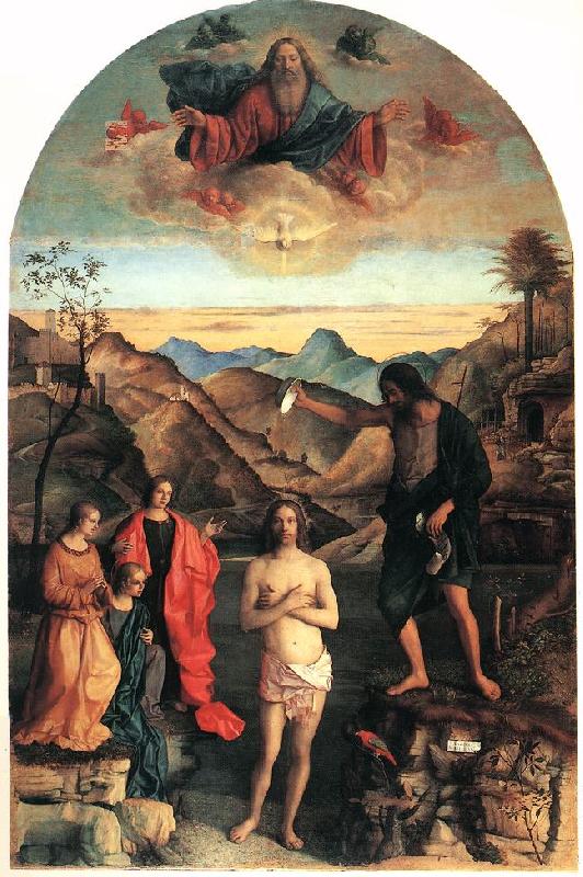 BELLINI, Giovanni Baptism of Christ ena Norge oil painting art